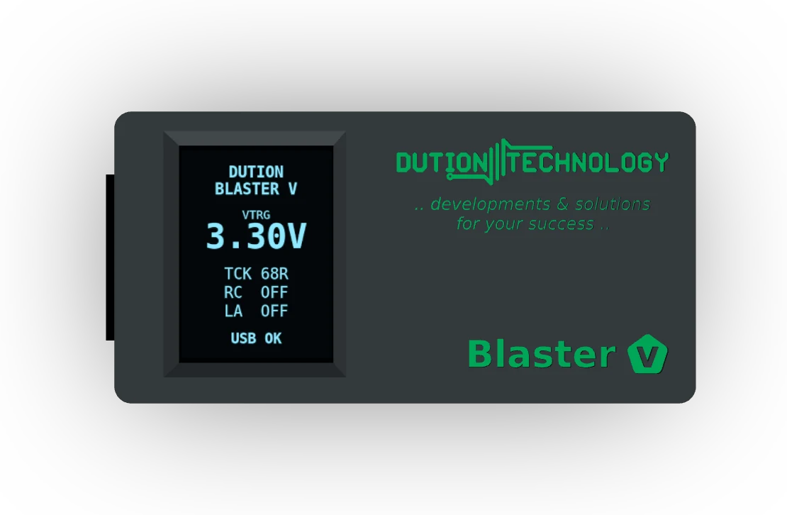 Dution-Blaster V: top view with display and logo